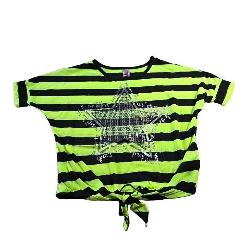 Beautees sequin star stripped Girl shirt M8